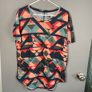 The North Face Womens L Flash Dry Short Sleeve Geometric Pattern Outdoor Shirt